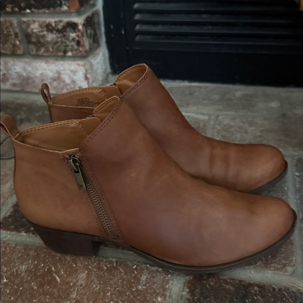 Lucky Brand Women's Basel Ankle Bootie Leather Boots Toffee Size 10 - Picture 3 of 10